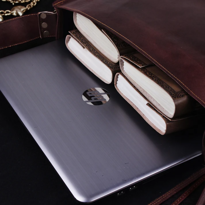 Handmade Full Grain Leather Laptop Messenger Bag: Crossbody Satchel- on Lucasgift