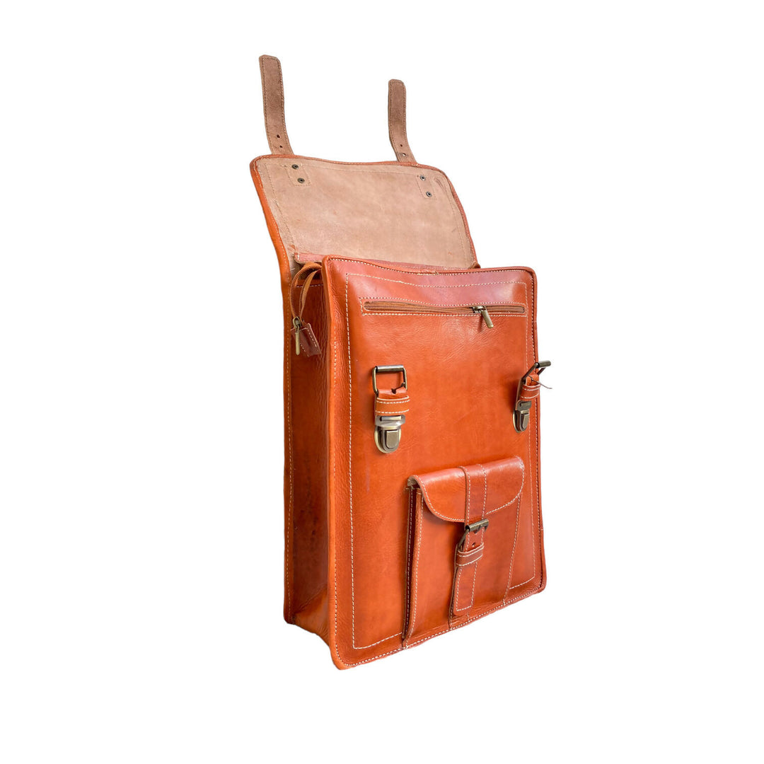 Handmade Genuine Leather Roll-Up Bag - Moroccan Crafts- on Lucasgift
