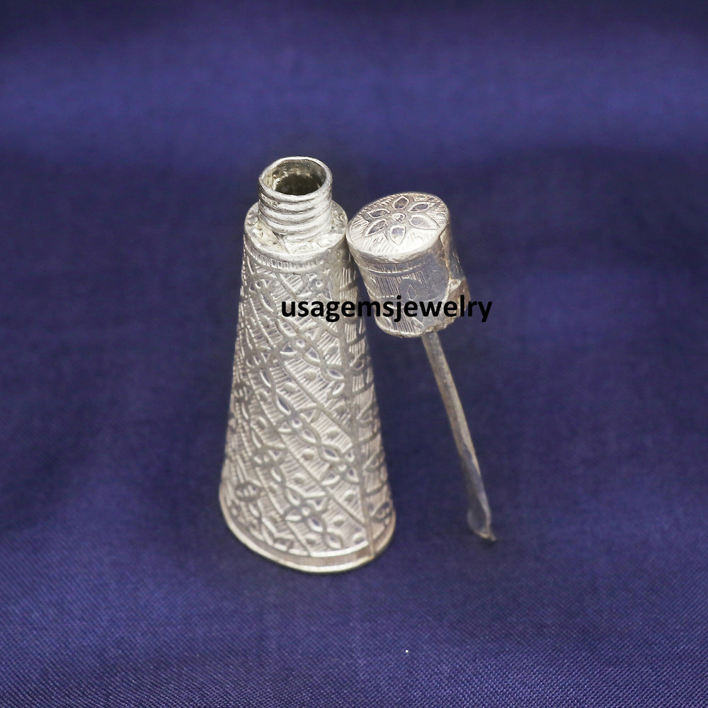 Pure Silver Sindoor Dani with Stick | Chandi Sindoor Box for Women | Traditional Kumkum Container | Wedding & Festive Gift BJ1004- on Lucasgift