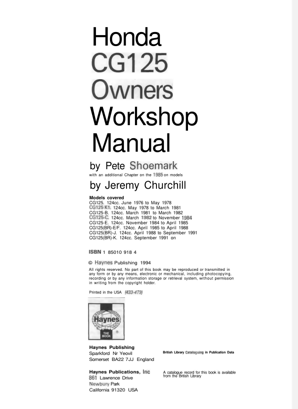 Honda cg125 workshop manual- on Lucasgift