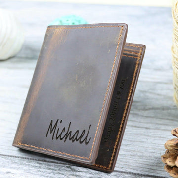 Leather Trifold Wallet , Real Leather, Same Day Shipping, Free Shipping US- on Lucasgift