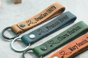 SLIM Business Logo Keychain, Custom Leather Keychain- on Lucasgift