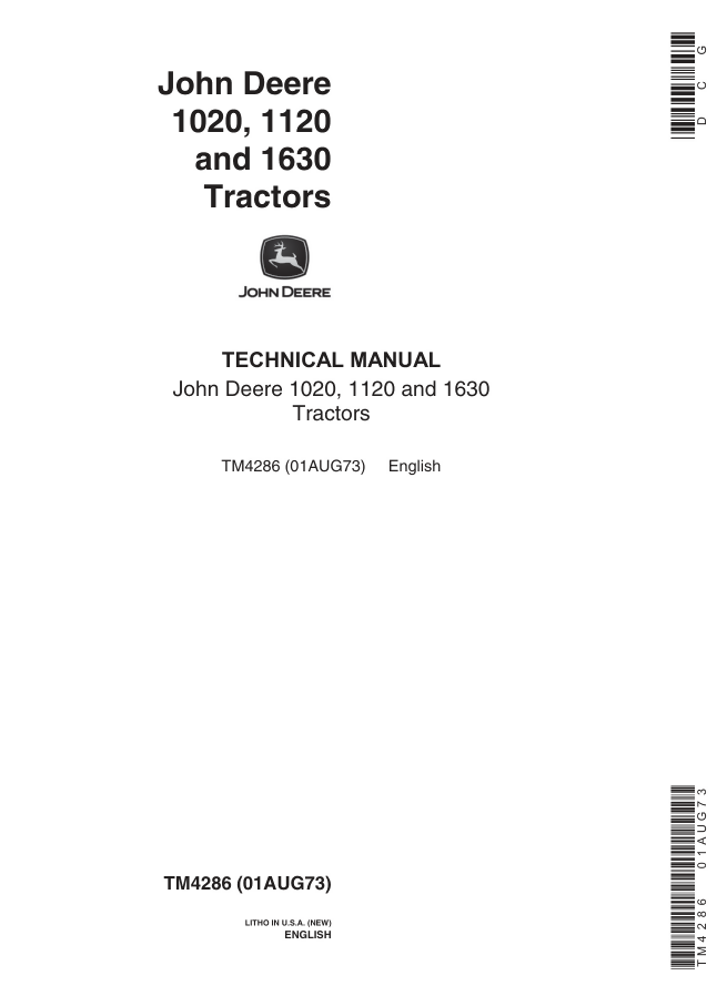 John Deere 1020, 1120, 1630 Tractor Service Repair Shop Technical Manual- on Lucasgift