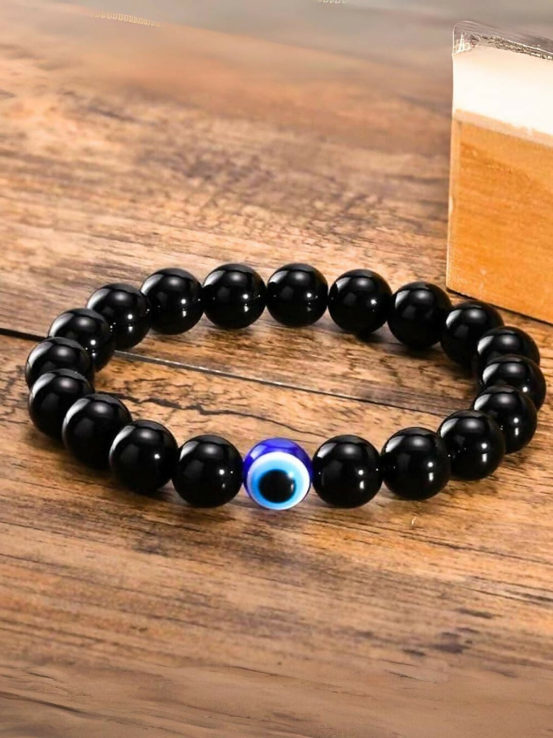 Black Onyx and Blue Evil Eye Protection Bracelet
