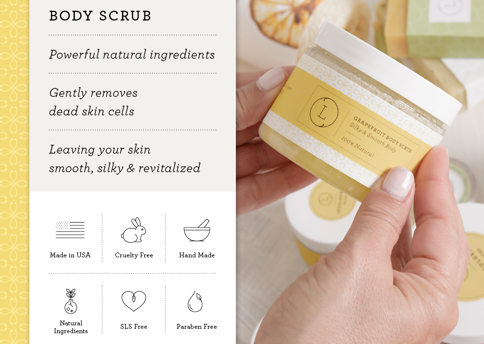 Moisturizing set with Grapefruit body oil and Body scrub- on Lucasgift