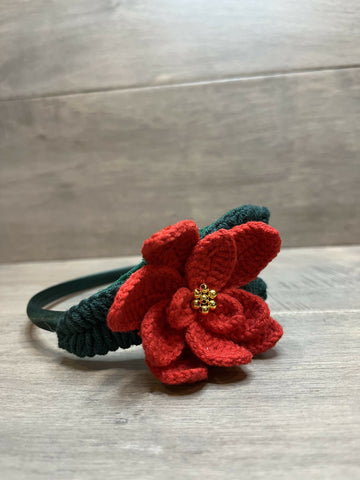 Hand Crocheted Headband- Poinsettia- on Lucasgift