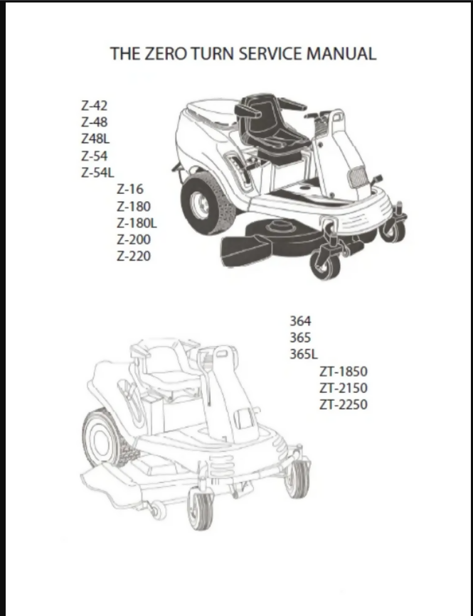 CUB CADET LAWNMOWER ZERO TURN Z-54 SERVICE REPAIR SHOP MANUAL- on Lucasgift