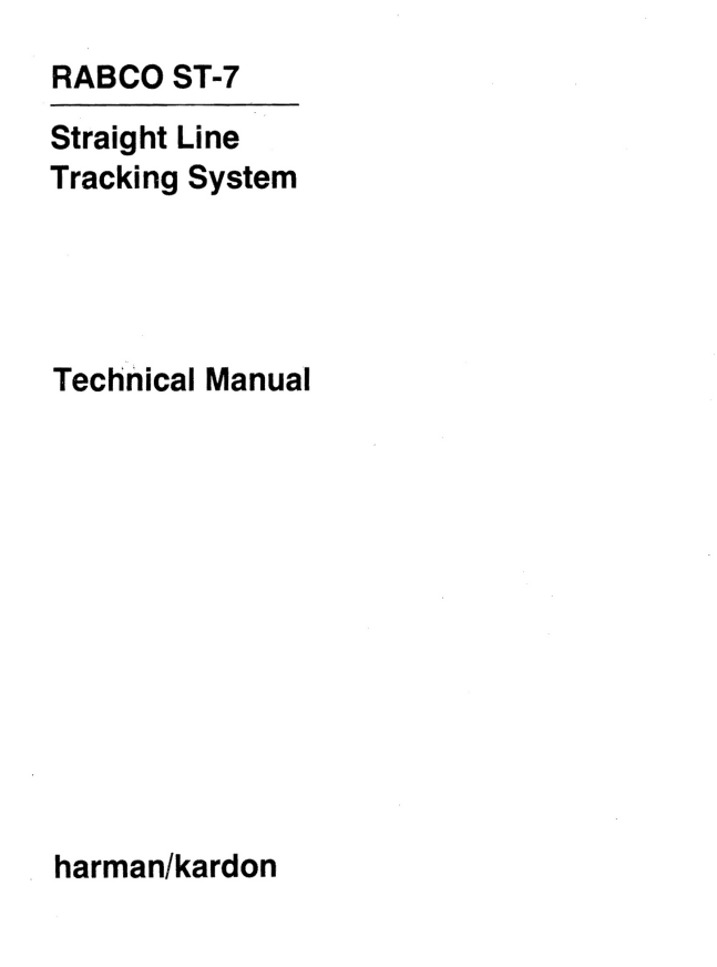 HARMAN KARDON RAPCO ST-7 technical manual- on Lucasgift