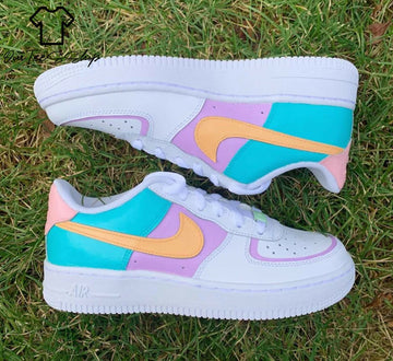 Custom Multicolor Pastel AF1 Sneakers, Hand Painted Personalized Shoes