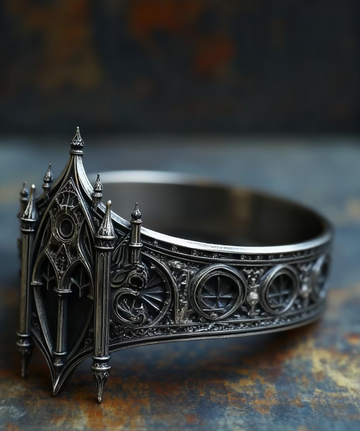 Cathedral Spire Ring — Handcrafted Sterling Silver Gothic Crown Band • Miniature Chapel Statement Ring- on Lucasgift