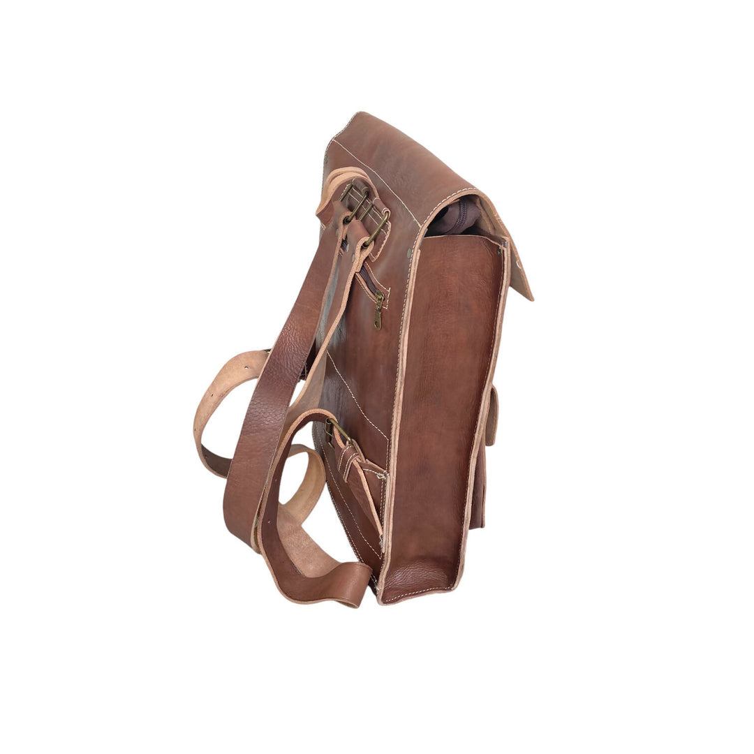 Vintage Moroccan Handcrafted Genuine Leather Backpack - Fez Artisan Premium- on Lucasgift