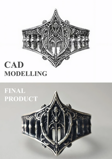 Sterling Silver Gothic Cathedral Ring: Antiqued Cross Armor Ban- on Lucasgift
