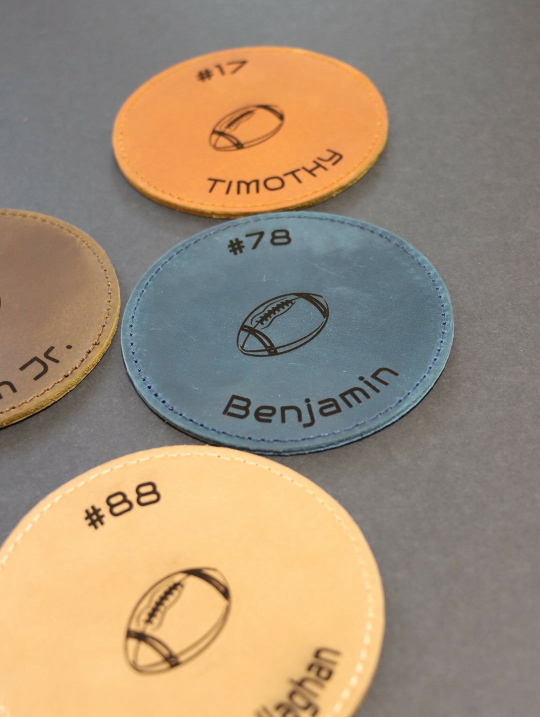 Pack of 8 LEATHER FOOTBALL COASTERS