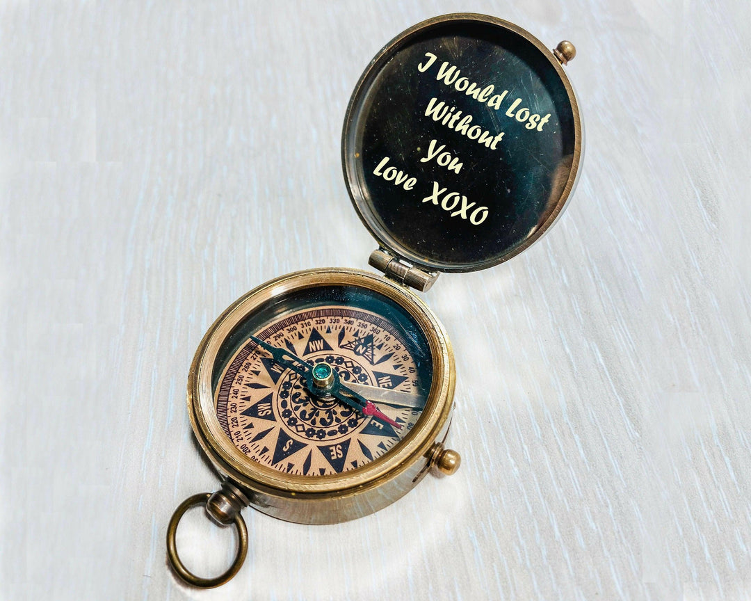 Personalized Antique Vintage Nautical Compass / 100 Years Calendar / Custom Engraving / With Leather Case Gift- on Lucasgift
