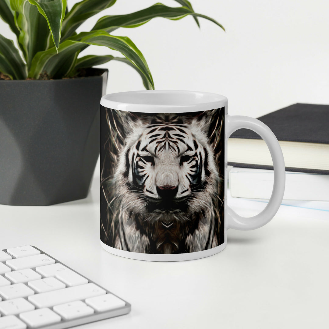 Guardian of Quiet Strength – Stylized White Tiger Mug