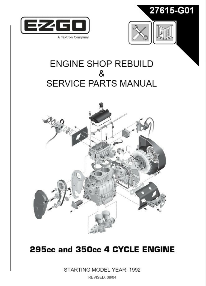 EZGO 295 ENGINE REPAIR MANUAL FITS 295cc 350cc 1992-2007 Golf cart- on Lucasgift