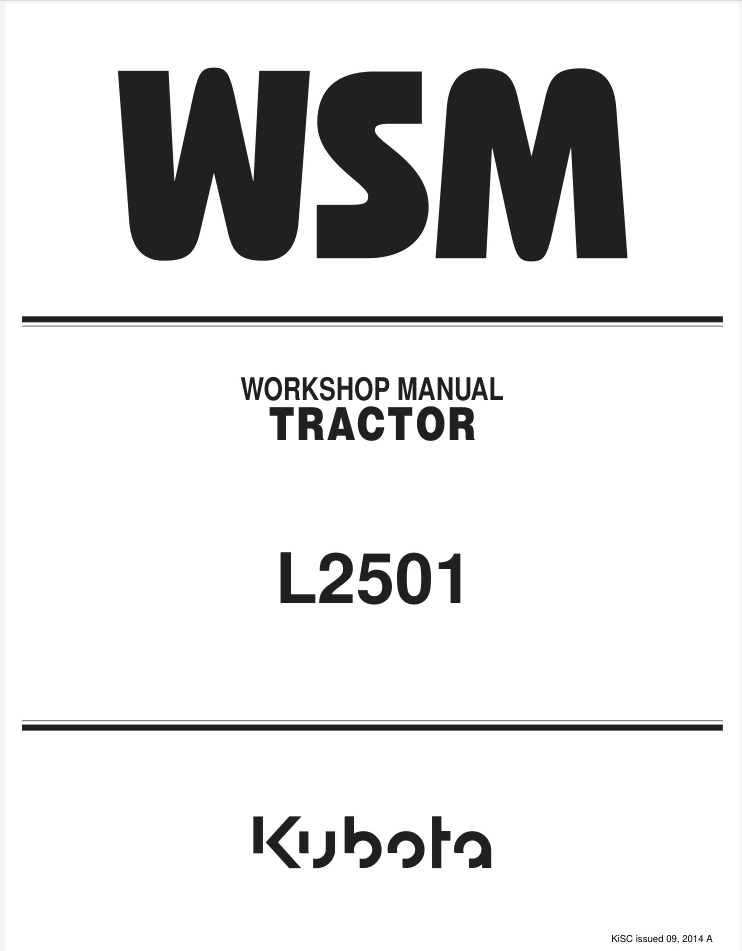 Kubota L2501 Tractors Workshop Manual