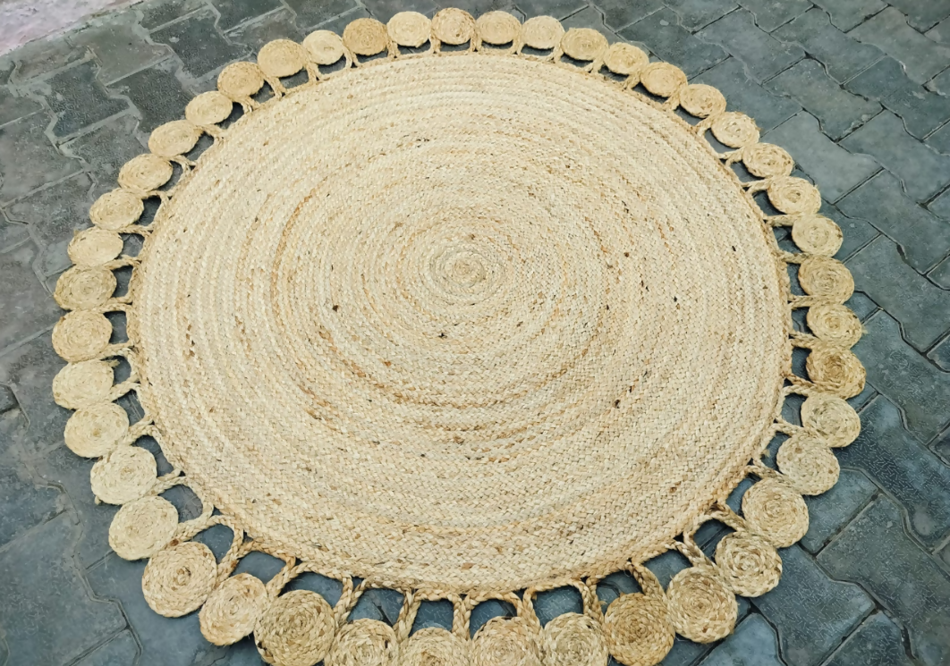 Sonia Artisan | Eco-Friendly Jute Rug | Unique Cutout Border | Living Room & Bedroom Decor- on Lucasgift