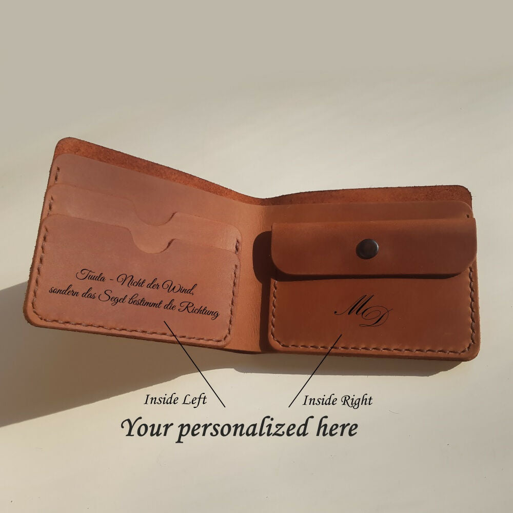 Pilot Gift. Engraved Wallet. Personalized Custom Mens Brown Leather Wallet. Slim Bifold Compact Wallet for Men. Aviation Gift. Airplane Gift- on Lucasgift