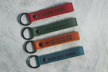 SLIM Personalized Leather Keychain, Personalized Coordinates Keychain, Where it All Began, 3 year Anniversary Gift. Mens gift, Mothers day gift- on Lucasgift