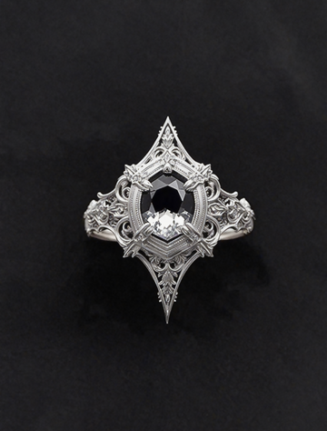 Baroque Gothic Ring, Sterling Silver Intricate Filigree Band, Vintage Statement Heirloom, Handmade Romantic Gift- on Lucasgift