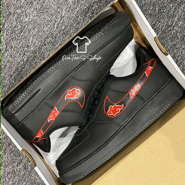 Custom Anime Black AF1 Sneakers, Hand Painted Shoes