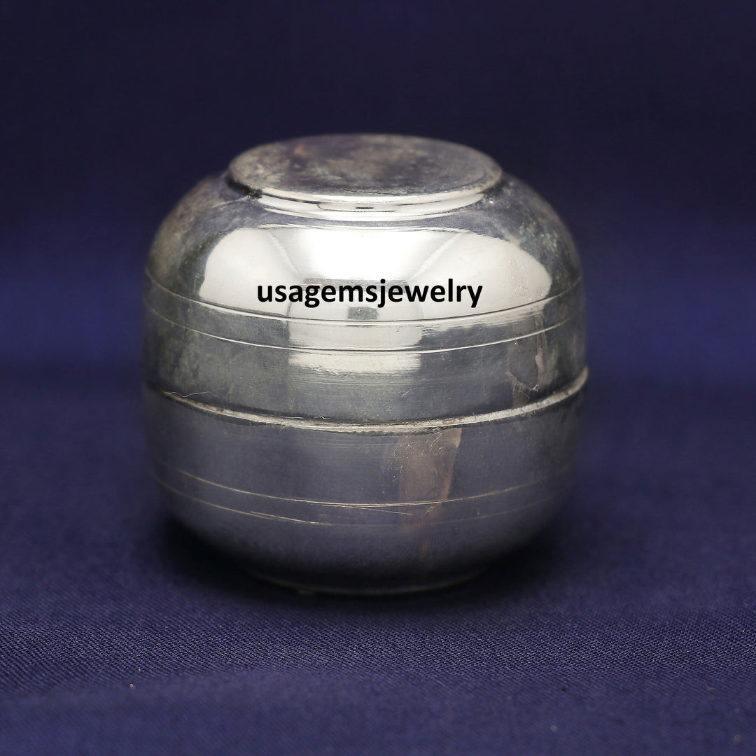 999 Fine Silver Prasadam Bowl Box Handmade Trinket Container Serving Box | Weight 45 Grams BJ1018- on Lucasgift