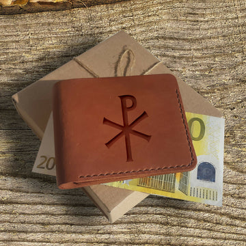 Catholic Religious Gifts Personalized Wallet Christian Gifts Engraved Leather Wallet for Men, Custom Slim Bifold Front Pocket Wallet,- on Lucasgift