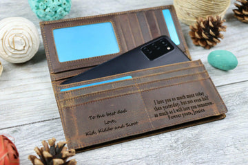15 pcs+ Personalized Long Leather Men Wallet in Bulk , Real Leather, Same Day Shipping, Free Shipping US- on Lucasgift