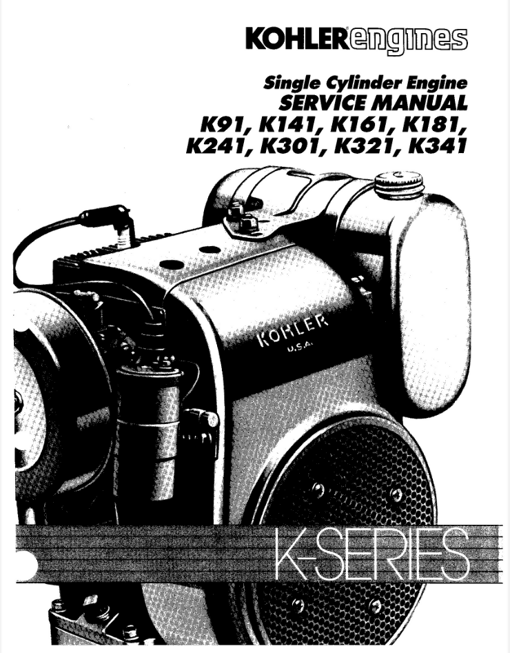 Kohler K Series K90 K91 K141 K161 K181 K241 K301 K321 Engine Service Manual- on Lucasgift