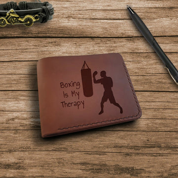 Boxing Gift. Personalized Wallet. Engraved Custom Leather Wallets for Men Gifts for Boxing Fans Personalized Leather Gift for Him Men's Boxing Gifts Ideas- on Lucasgift