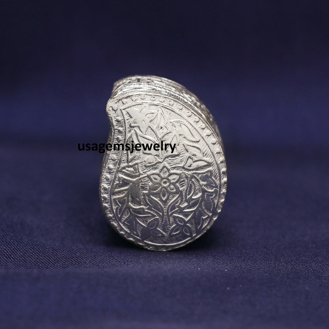 Handcrafted Heart-Shaped Sindoor Dibi (16.8g, 3.2 cm) with Floral Carving | Traditional Kumkum Box for Bridal, Puja & Wedding Gifts BJ1024- on Lucasgift