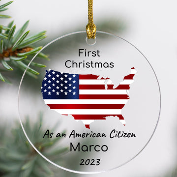 Personalized American Flag Christmas Ornament-Acrylic