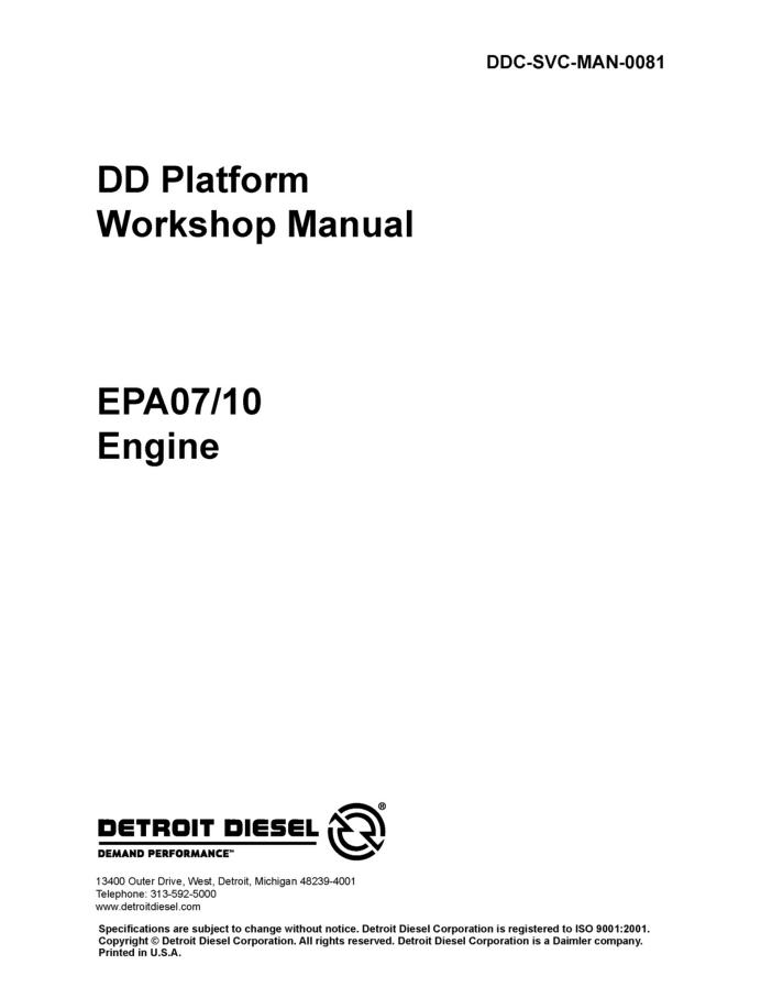 Detroit Diesel DD EPA07/10 Service Manual Workshop- on Lucasgift