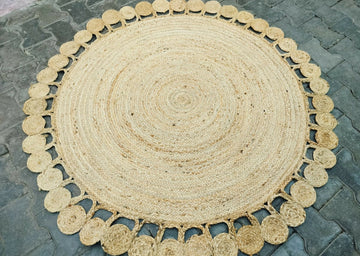 Sonia Artisan | Eco-Friendly Jute Rug | Unique Cutout Border | Living Room & Bedroom Decor- on Lucasgift