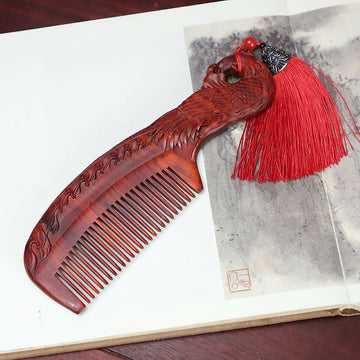 Rhino horn and rosewood carved wooden comb, vintage-style massage and hair comb, wedding gift- on Lucasgift