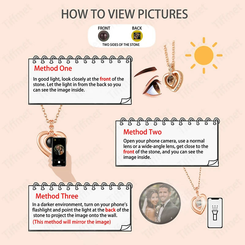 Personalised projection necklace, Gift for mom, photo projection necklace- on Lucasgift