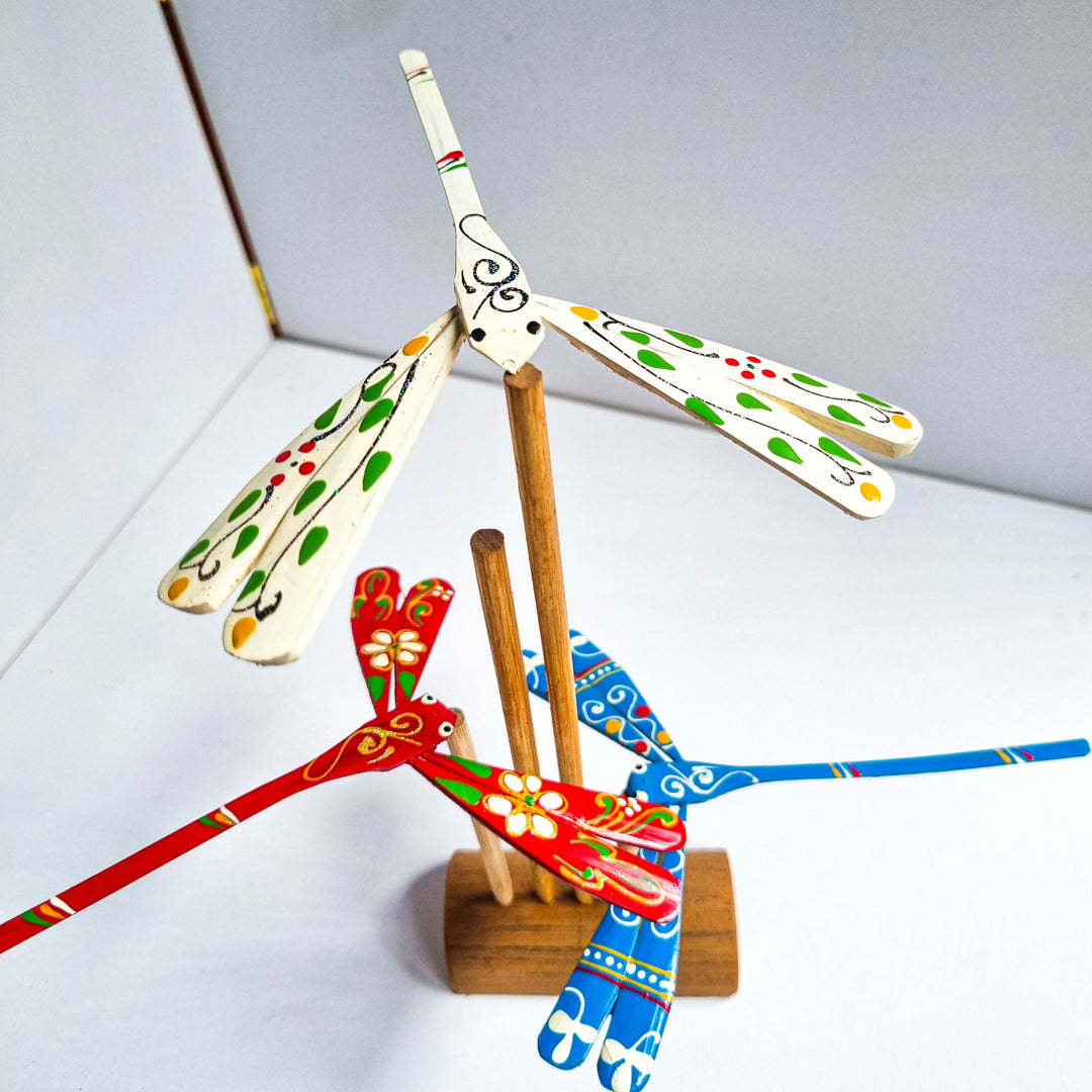 Set of 10 Hand Painted Bamboo Dragonfly: Balancing Decoration, 4.5"- on Lucasgift