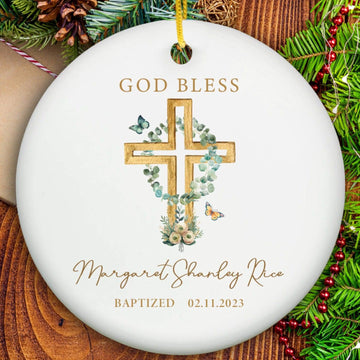 Personalized God Bless Baptism Christmas Ornaments - Ceramic-Lucasgift