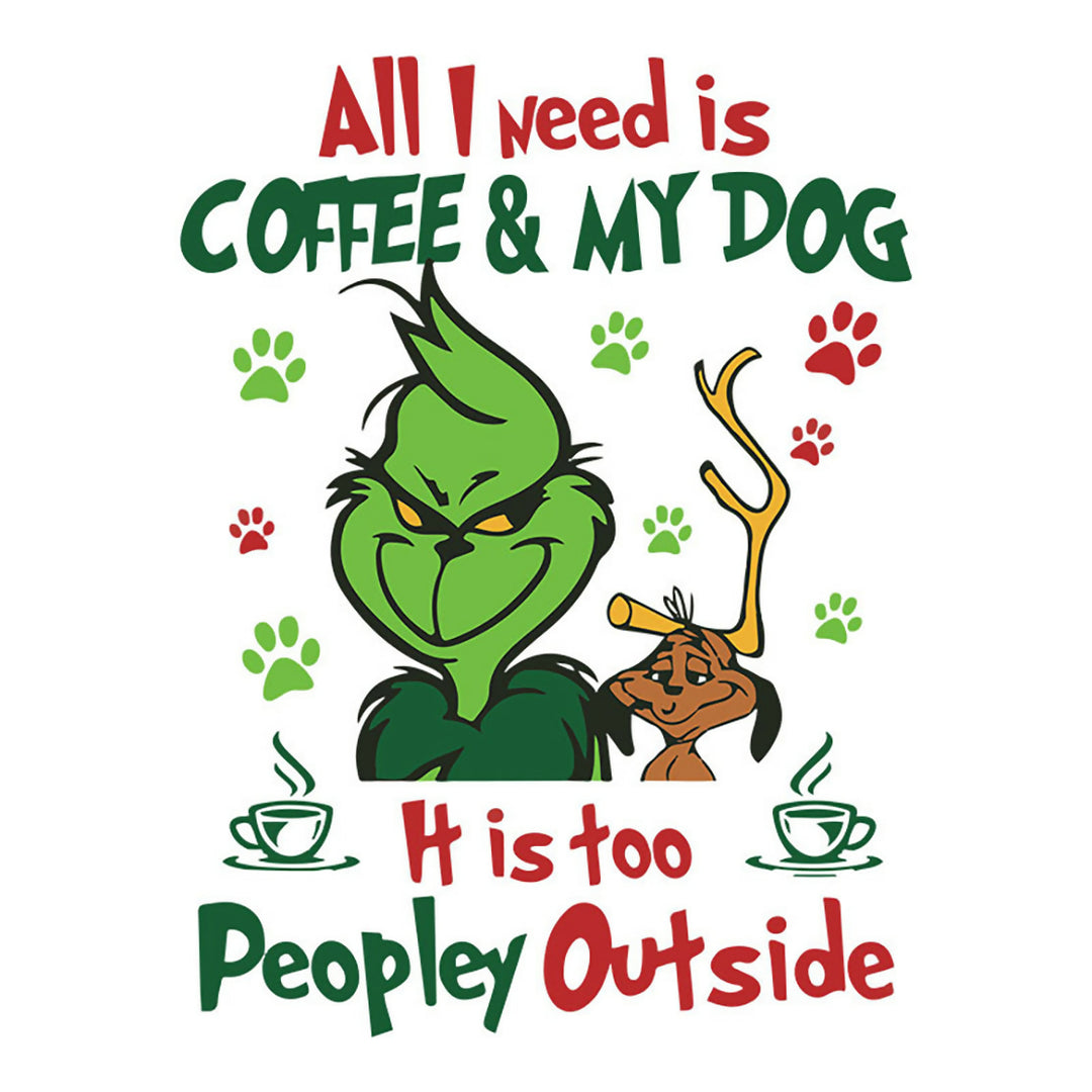 All I Need Is Coffee And My Dog Svg, The Grinch Svg, Grinch Christmas Svg, Grinch Face Svg- on Lucasgift