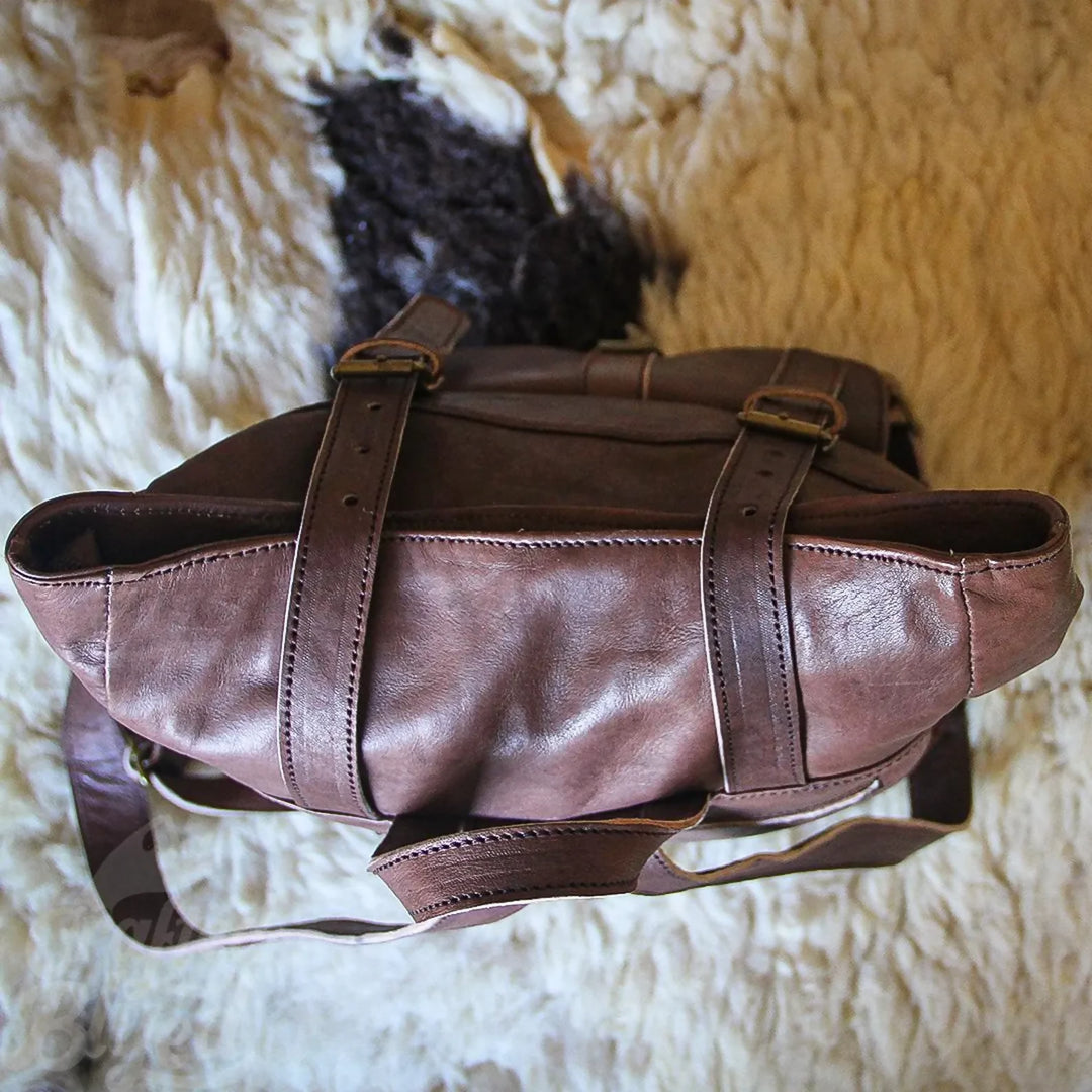 Moroccan leather backpack, Handmade unisex backpack, Boho leather backpack, Brown leather backpack, Vintage backpack- on Lucasgift