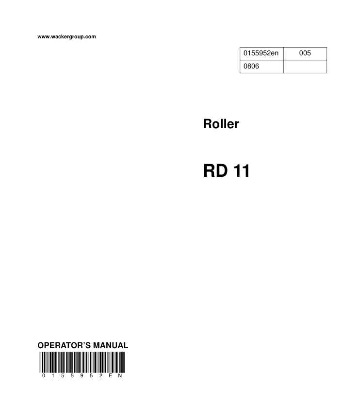 WACKER NEUSON RD11 TANDEM ROLLER OPERATORS MANUAL- on Lucasgift