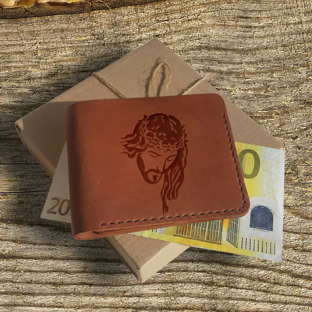 Christian Gifts Personalized Wallet Adult Baptism Gift Engraved Leather Wallet for Men, Custom Slim Bifold Front Pocket Wallet,- on Lucasgift
