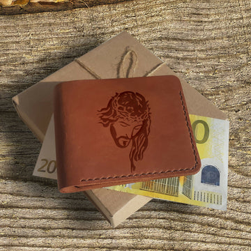 Christian Gifts Personalized Wallet Adult Baptism Gift Engraved Leather Wallet for Men, Custom Slim Bifold Front Pocket Wallet,- on Lucasgift