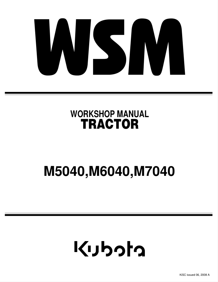 KUBOTA BH77 BACKHOE TRACTOR SERVICE WORKSHOP MANUAL- on Lucasgift