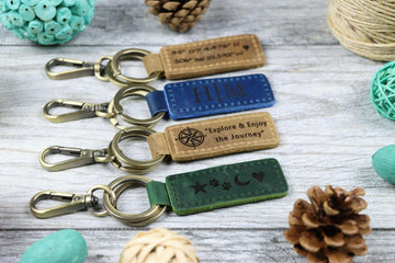 Set of 3 Customizable Leather Keychain , Real Leather, Same Day Shipping, Free Shipping US- on Lucasgift