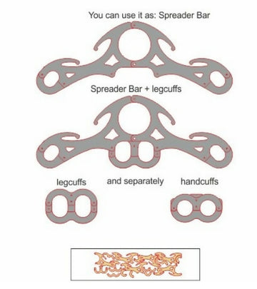 BDSM shackles handcuffs collar leg shackles Spreader Bar Fetish Restraints Adult 4in one- on Lucasgift