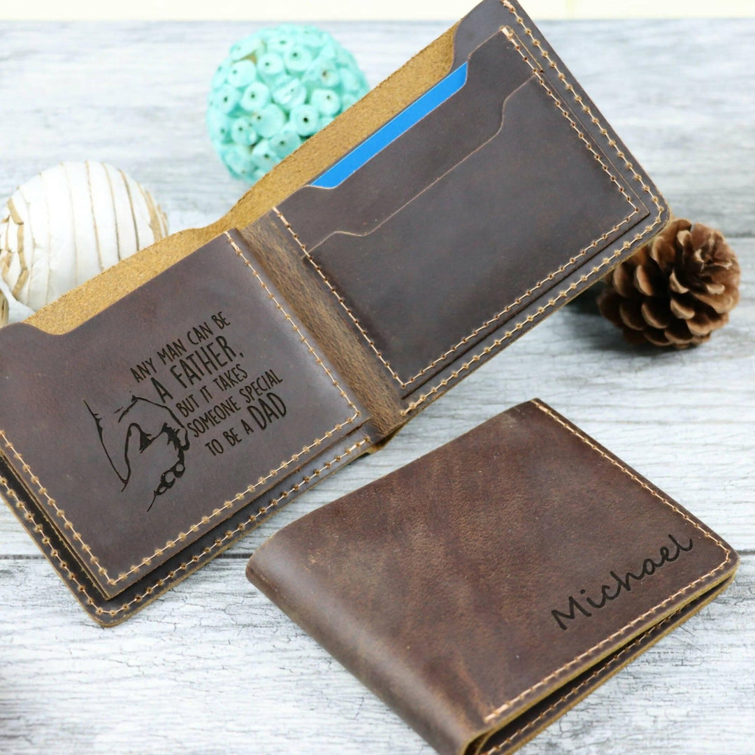 Personalized Leather Bifold Wallet , Real Leather, Same Day Shipping, Free Shipping US- on Lucasgift