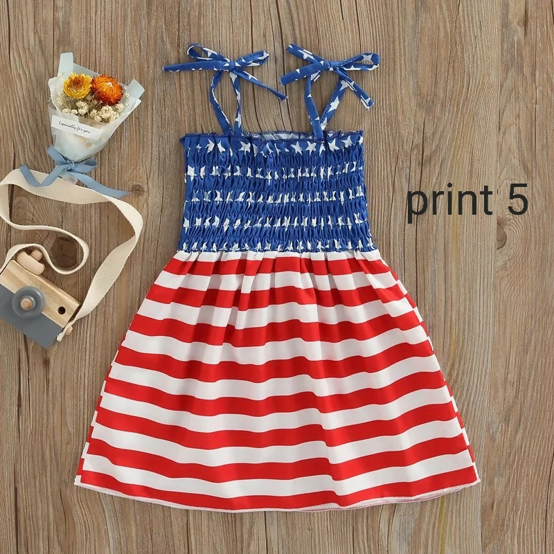 Girl Patriotic July 4th Dress-Print 5-18-24M on Lucasgift
