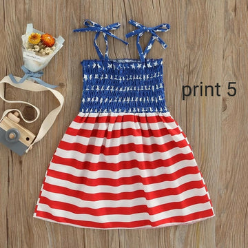 Girl Patriotic July 4th Dress-Print 5-18-24M on Lucasgift